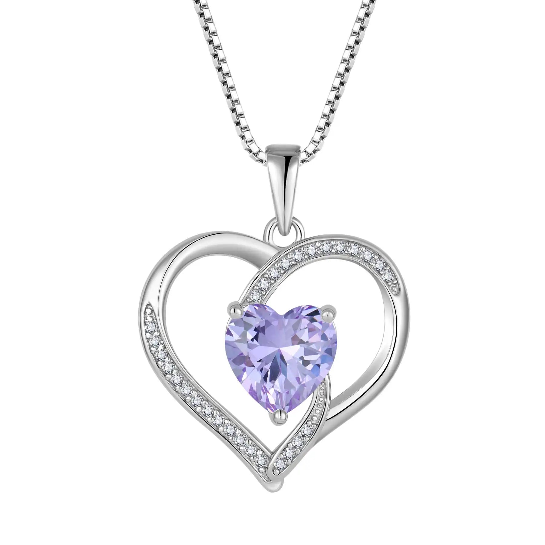 Qingxin Custom OEM Luxury Woman Fine Fashion Jewelry Heart 8A Cubic Zirconia 925 Sterling Silver Charm Pendant Women Necklaces