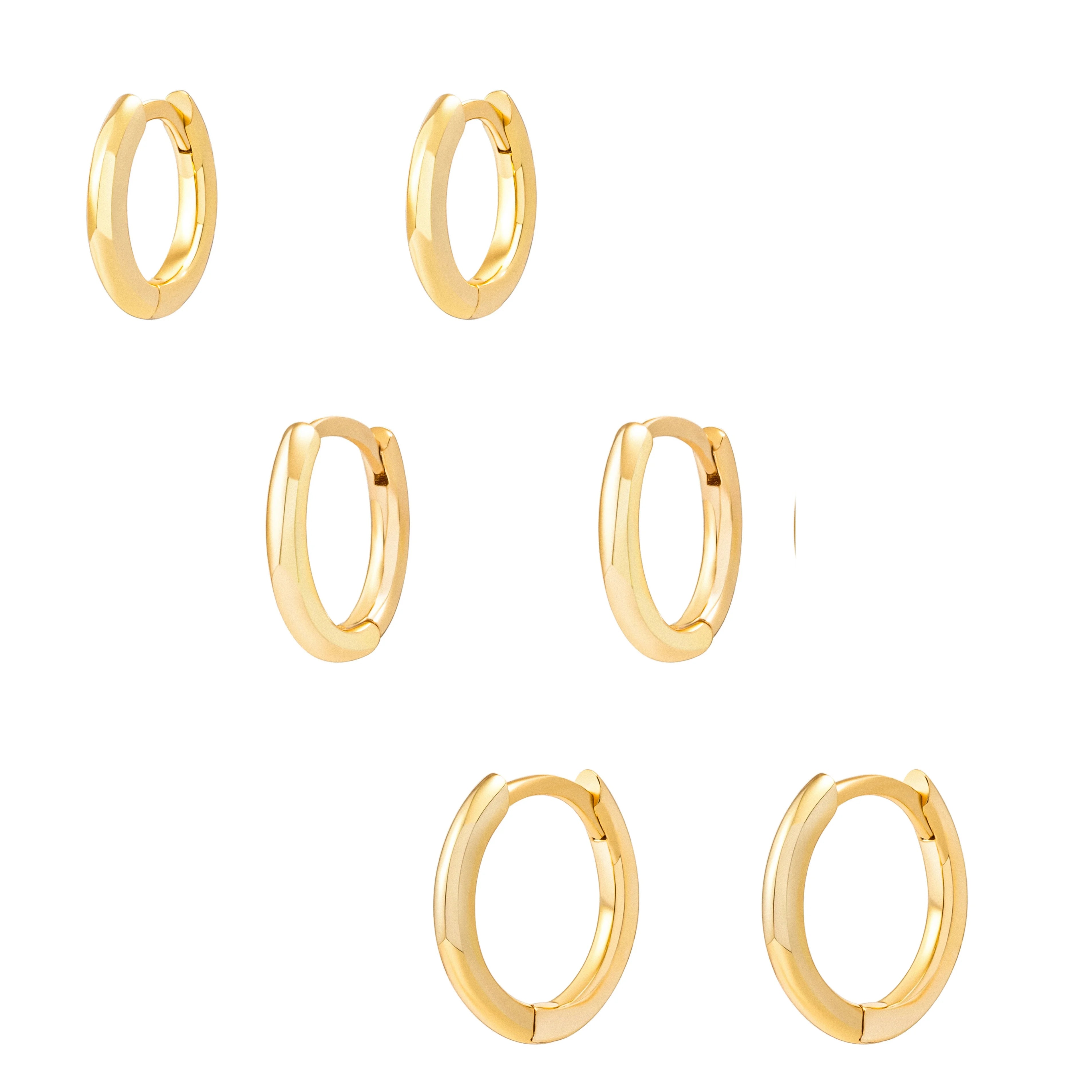 Gemnel Fashion 925 Silver Hoop 18k Gold Thin Huggie Earrings Women Any Matching Charm