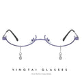 New Style Eyeglasses With No Lens Lower Half Frame Water Drop Decoration Chain Pendant Eyewear