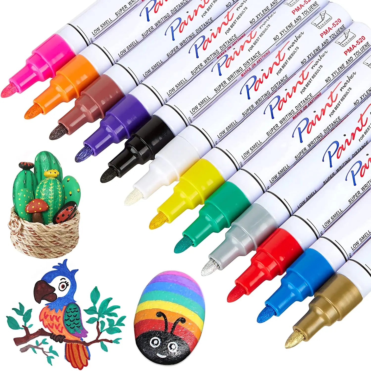 Paint Pens Permanent Paint Marker Never Fade Quick Dry Oil-Based Waterproof Paint Marker Pen Set for Rock Painting