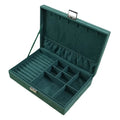 Green Suede Jewelry Set Storage Gift Box Necklace Rings Bracelet Showcase Case