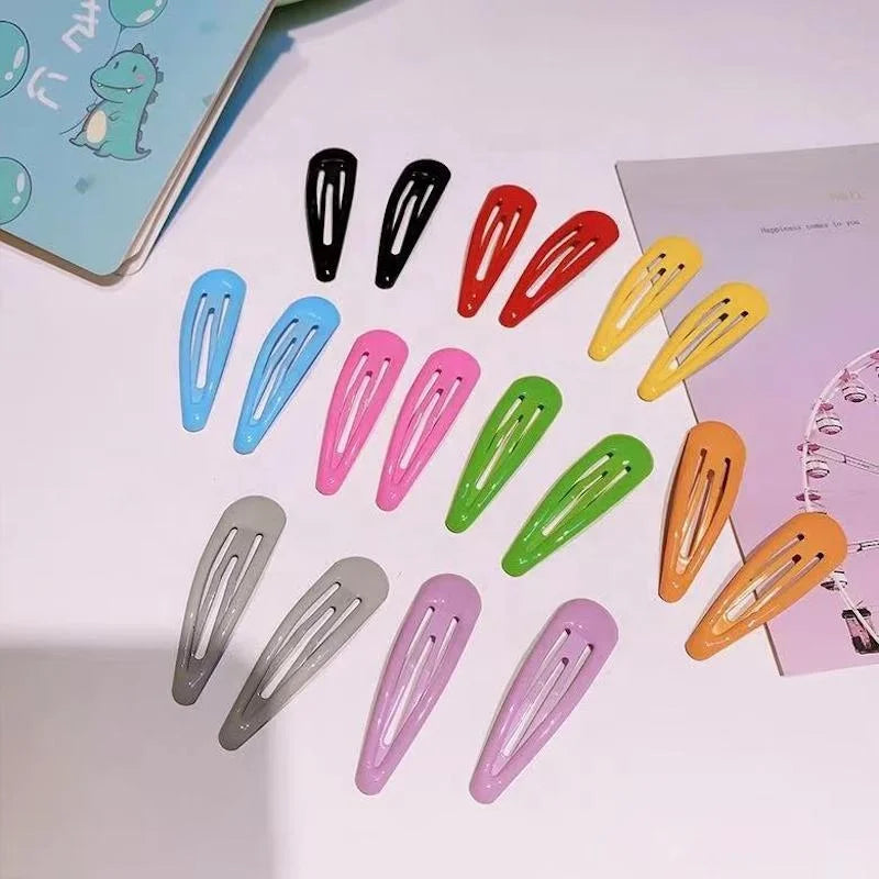 20pcs Minimalism Metal Hair Clips Sweet Colorful Tic Tac Water Drop Body Pin Bang Side Hair Barrette with Storage Box