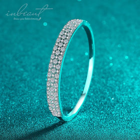 Silver 925 Original Total 5 Carat Brilliant Cut Diamond Test Past Micro D Color Moissanite Bangle for Wedding Gift Fine Jewelry