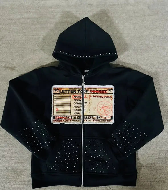 OEM Vintage Acid Wash Sun Faded DTG Printing logo Rhinestone Zip up Hoodie  Cotton Heavyweight Streetwear Distressed Men Hoodie