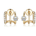 New Simple Commuter Three Claw Curved Line Earrings Exquisite Zircon Earrings Gifts for Women