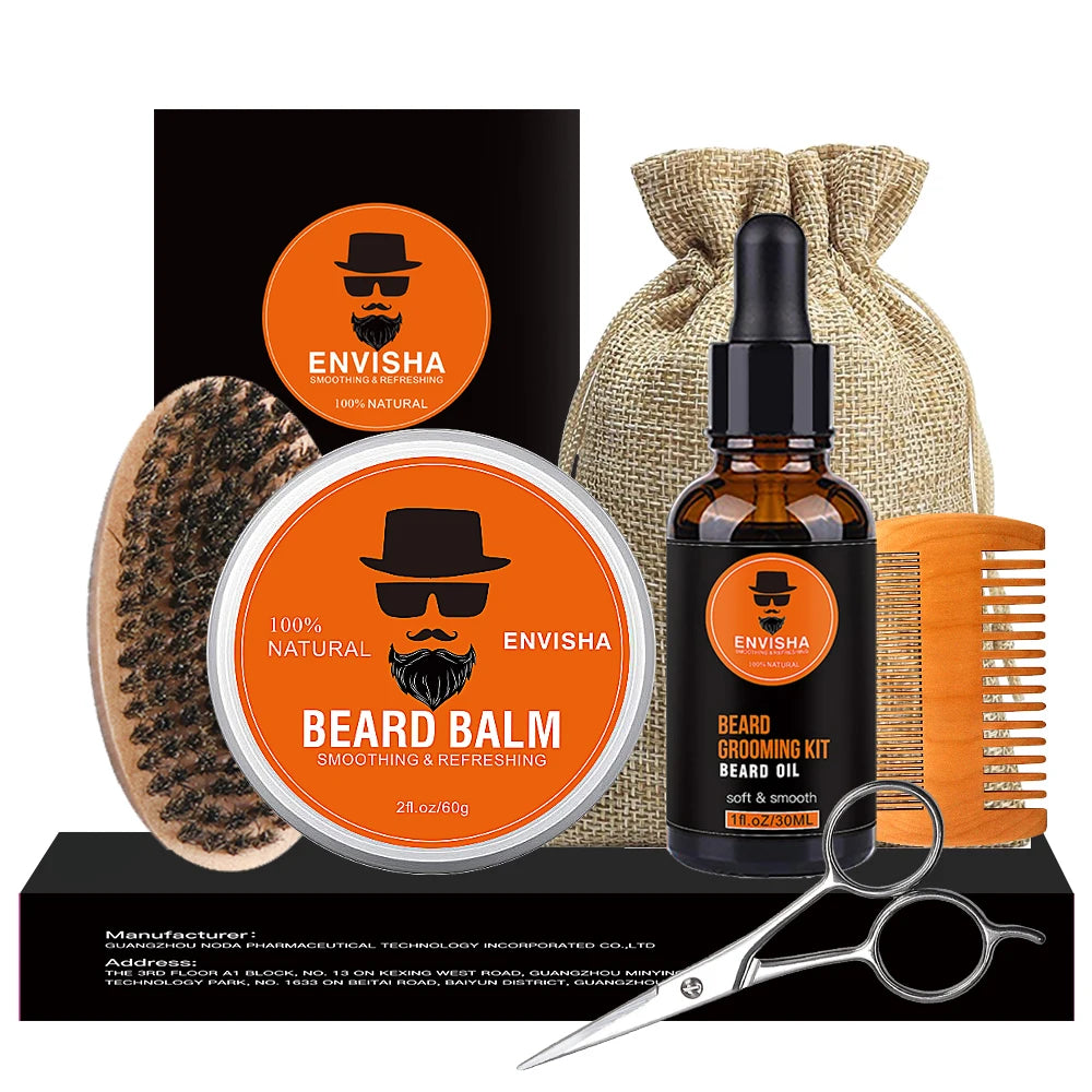 Wholesale Private Label Custom logo 7 in 1 Kit Men Beard Care Growth Grooming Kit for Men Gift Set