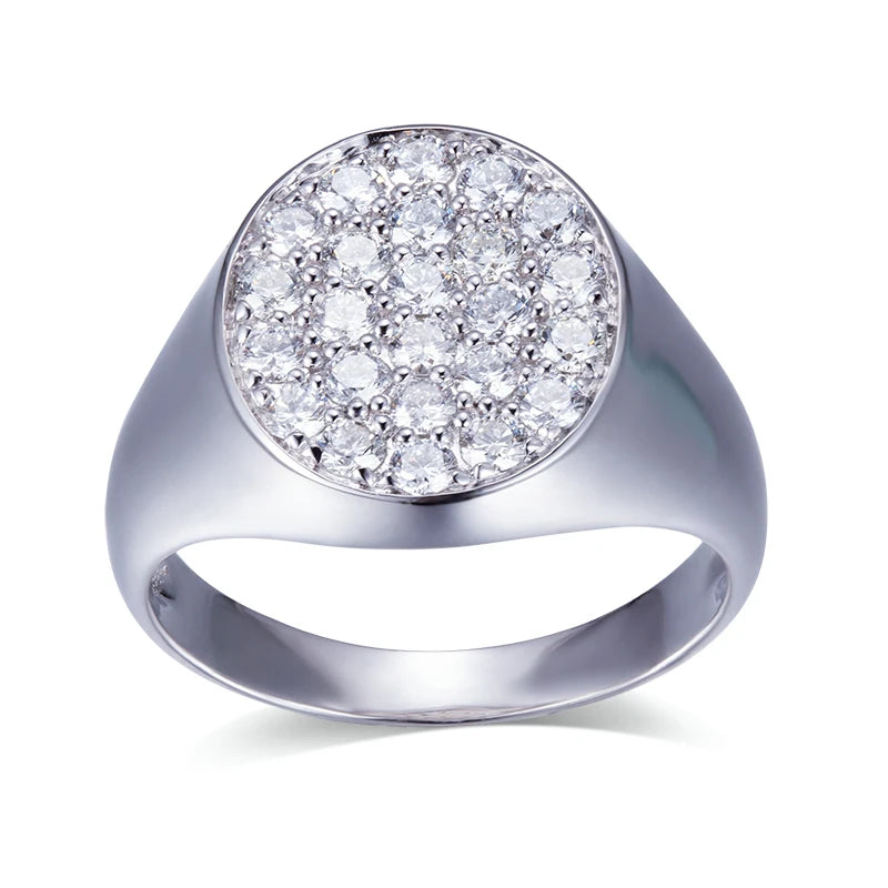 Messi Gems 18k  White Gold Round Cut Melee Lab Grown Diamond White Gold Man Ring