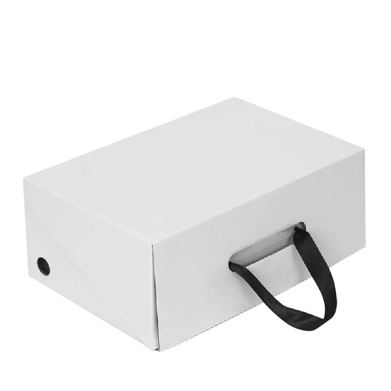 Custom Print White Cardboard Corrugated With Handle Portable Folding Shoeboxes