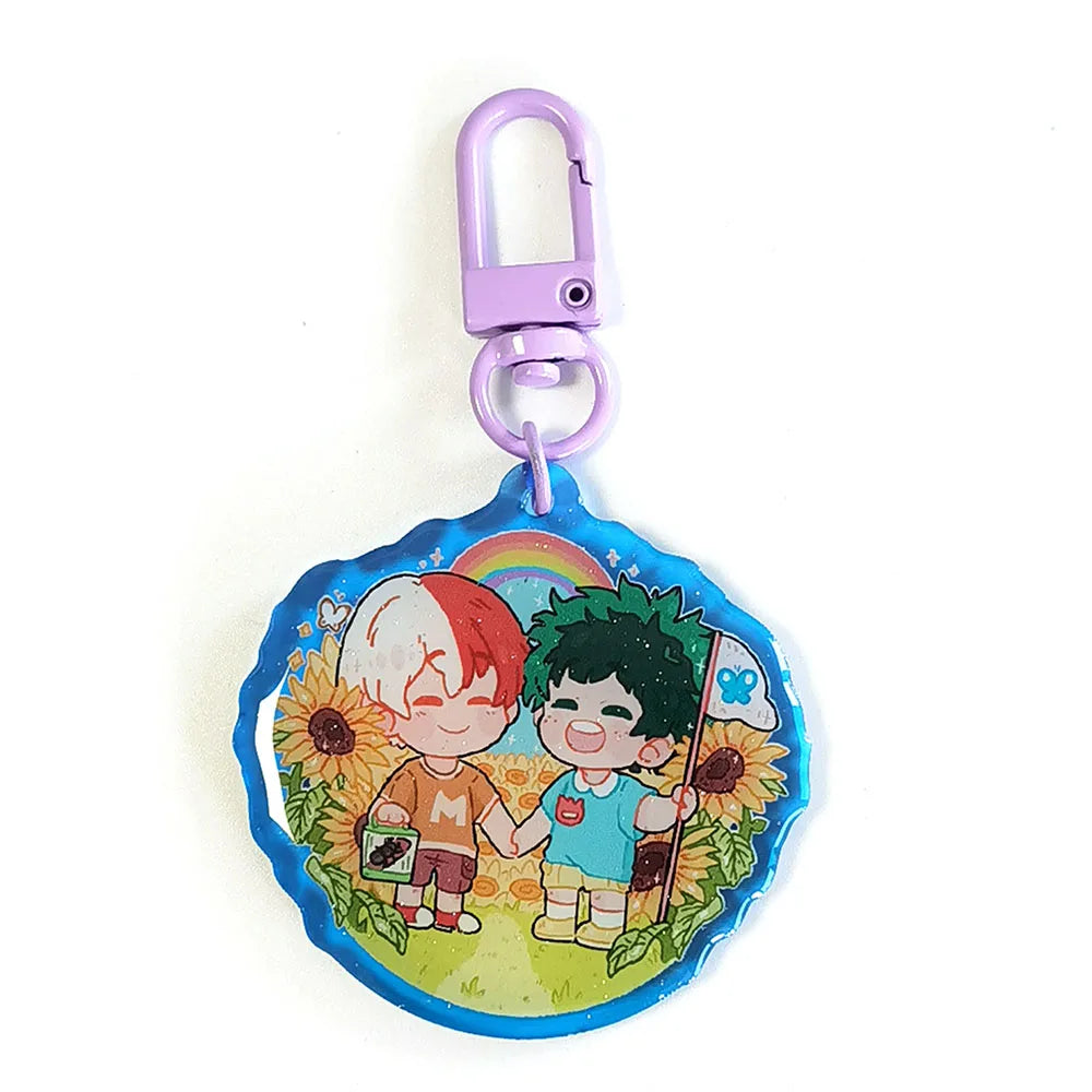 Kuien Promotion Custom Printed Colorful Epoxy Glitter Acrylic Colored Board Plastic Key Chains Anime Accessories Keychain Charms