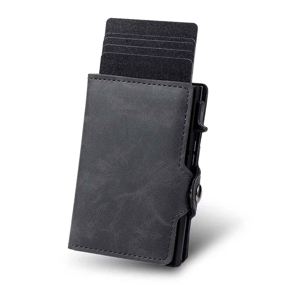 RFID Blocking Credit Id Card Holder Leather Wallet with Money Clip for Holding Bank Cards