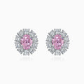 Sterling Silver Gemstone and Created White Sapphire Halo Oval Stud Earrings