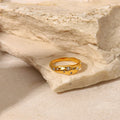 Stainless Steel Minimalist Stacking Ring Irregular 18k Gold Zircon Ring