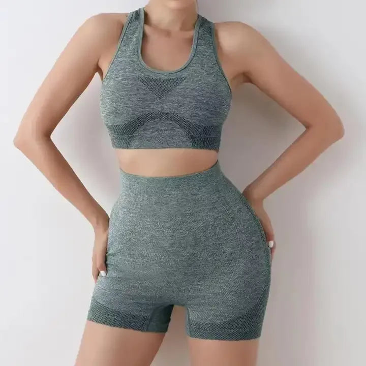 Women 2 Piece Workout Outfits Yoga High Waist Crop Tops Sports Bra Exercise Set