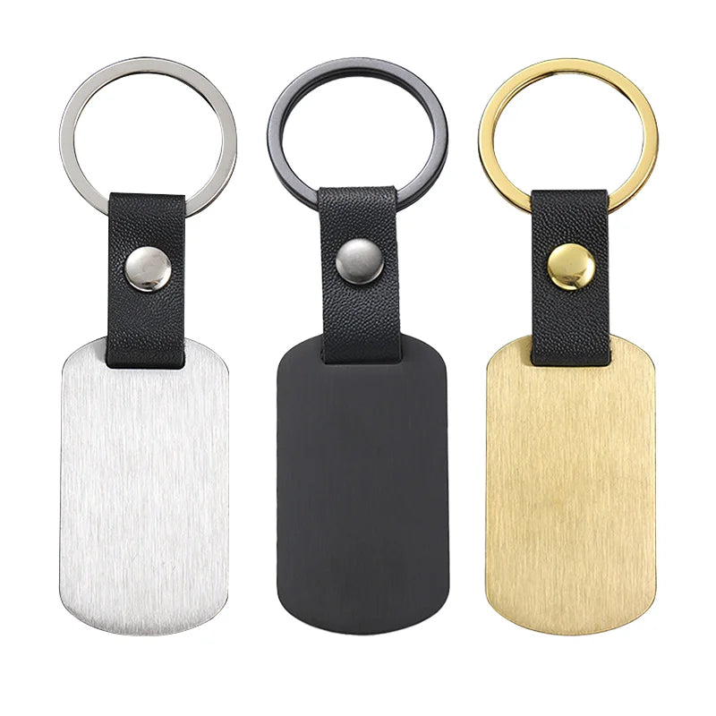 Onemax Hot Selling Blank Stainless Steel Pu Leather Keychain High Quality Customized Logo Metal Brand Keychain