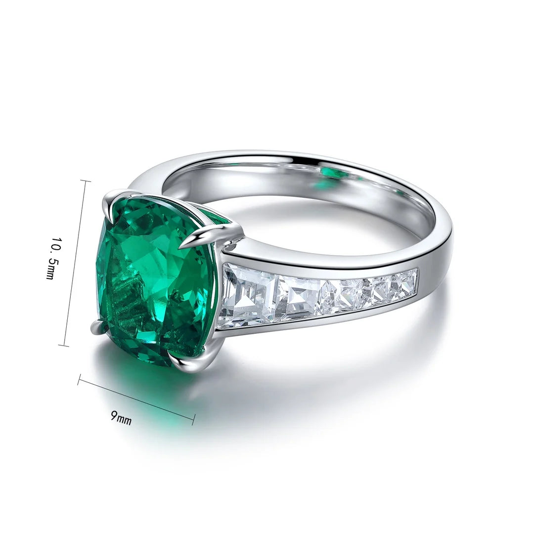 New Arrival Hot Sale 925 Sterling Silver Lab Grown Emerald Gemstone Women's Wedding Engagement Party Anniversary Rings Exquisite