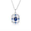 YBO Trendy Four Leaf Clover White Shell Pendant Natural Sapphire 925 Sterling Silver Square Charm Engagement & Wedding Necklace