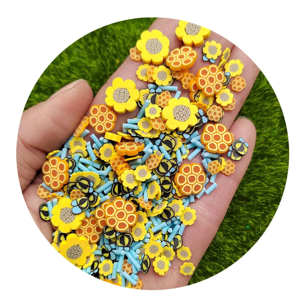 500g Polymer Hot Honeycomb Bee With Flowers Clay Slices Mixed Candy Sprinkles for Tumbler Crafts Filling Nail Art Decor