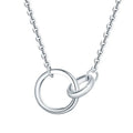 Custom S925 Sterling Silver Double Ring Pendant Necklace Light Luxury Jewelry for Parties and Valentine's Day Handmade Design