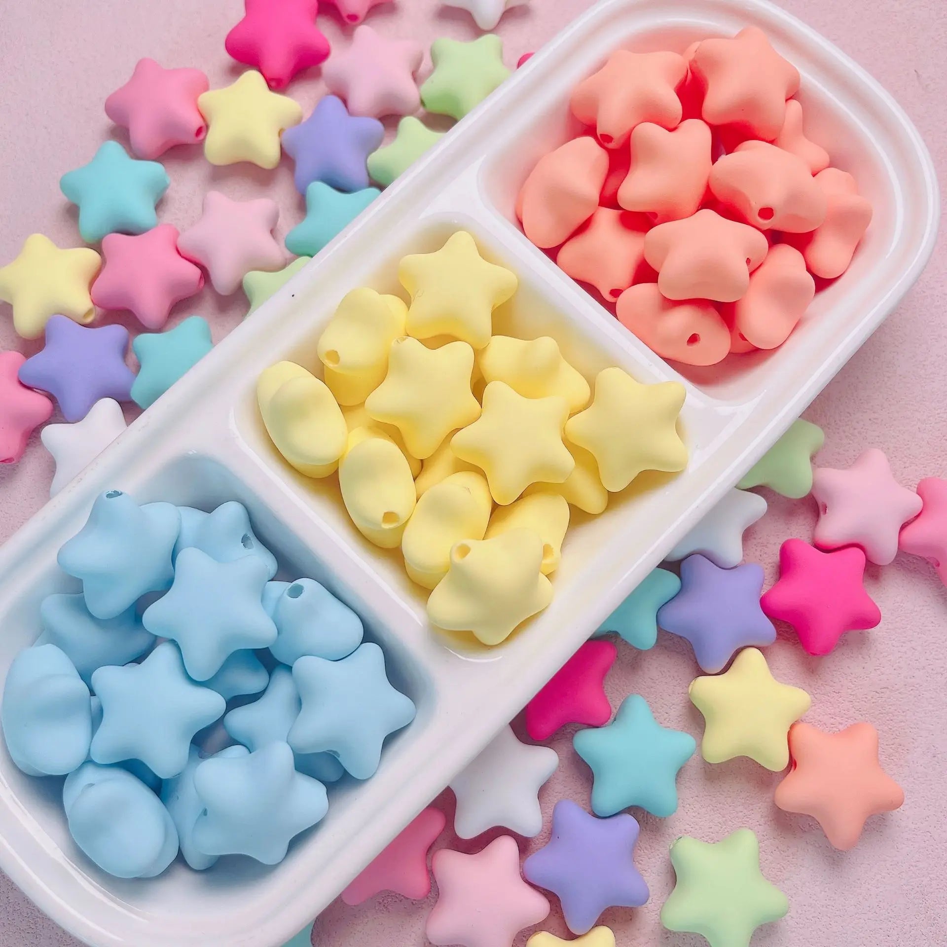Acrylic Macaron Rubber Matte Fat Star DIY Mobile Phone Chain Straight Hole Beads