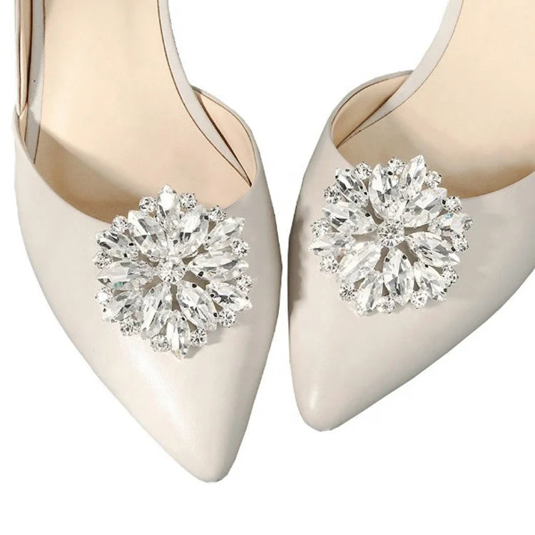 Making Wedding Rhinestone Crystal Silver Shoe Buckle Shoe Heel Clips for Women High Heel Shoes Decoration
