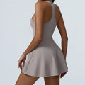 Women Workout Sets Fitness One Piece Tennis Skirt Wear Tennis Dress With Shorts