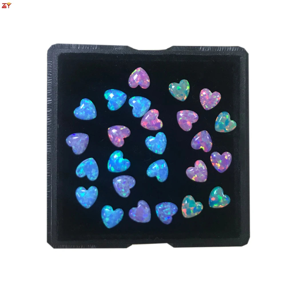 Kyocera Lead Free Top Fire 92 Colors 3x3mm 4x4mm Synthetic Heart Cabochon Opal Tooth Gem Dental Tooth Gemstone