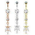 Belly Button Ring Surgical Steel Cross Navel Piercing Dangle Long Belly Button Jewelry Women Piercing Ombligo Silver Gold Rose