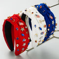 New Creative American Flag Knotted Headband Edged With Diamond Flag Accessories Independence Day Hair Accessories