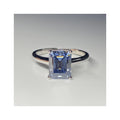 HQ Gems Women's Ring Soild 14K White Gold 7x9mm 3 Carats Emerald Cut VVS1 Blue  Moissanite Diamond Wedding Ring