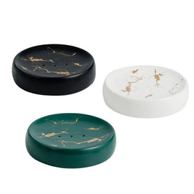 Luxury Marbled Ceramic Soap Dish Holder Round Drain Soap Dish for Bathtub