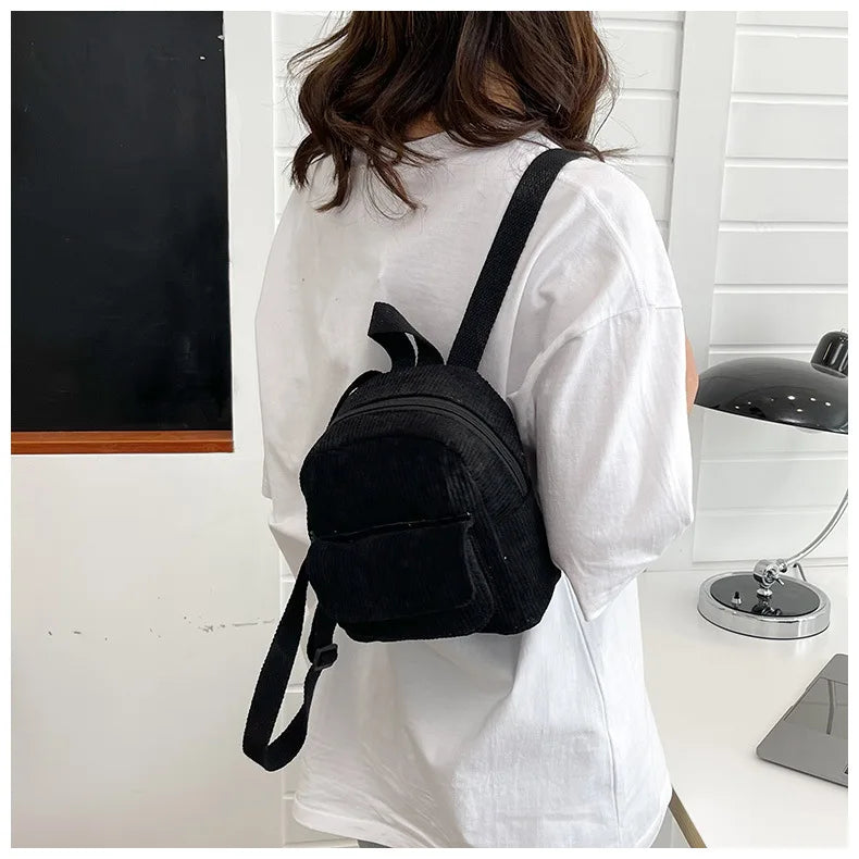Women Corduroy Backpack Trendy Boutique Chest Pack Shoulder Bags Girl School Bag Hands Free Travel Bag DOM2132