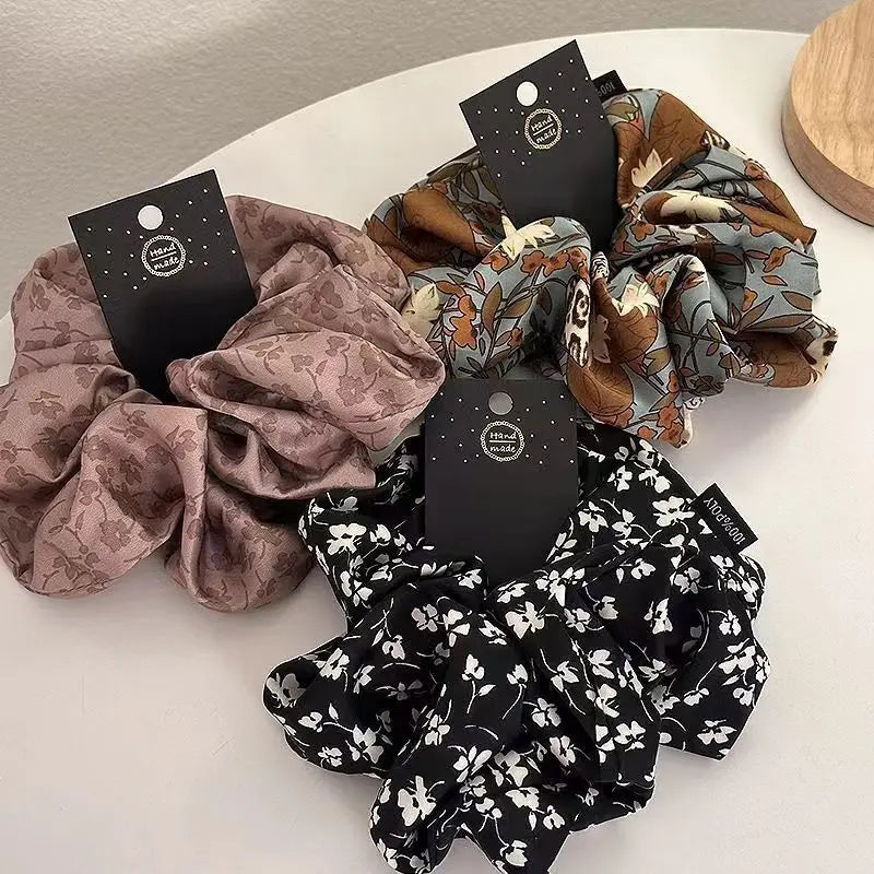 Women Fabric Elastic Hairband Hair Accessories Scrunchies Hair Ties Print Floral Scrunchies for Girls