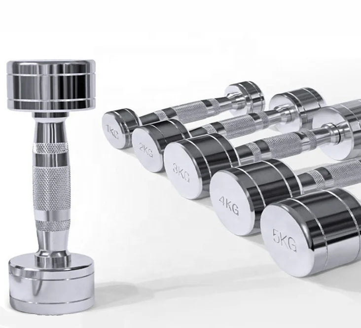 PINJIAN Fitness Customized Steel Dumbells Hex Dumbbell White and Black Round Weight Dumbbell