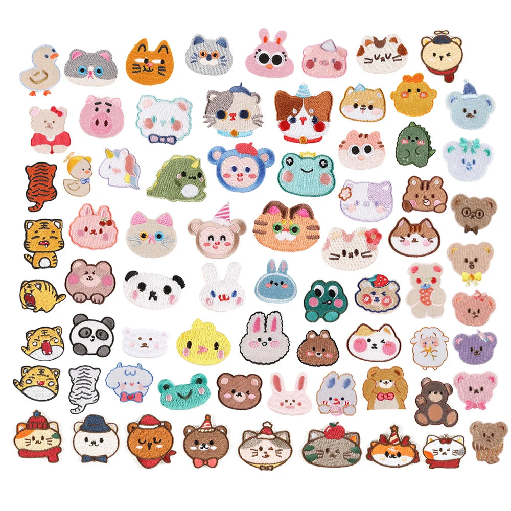 Yiwu Wintop New Cute Cartoon Small Kinds of Animal Head Design Self Adhesive Embroidery Patches for Decoration