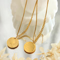 Beimai OEM Necklace French Vintage Round Pendant 18k Gold Plated Titanium Steel Necklace