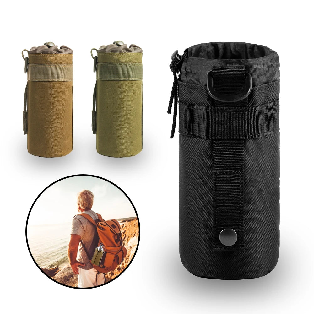 Outdoor Molle Water Bottle Bag Tactical Hiking Belt Holder Kettle Pouch Holster