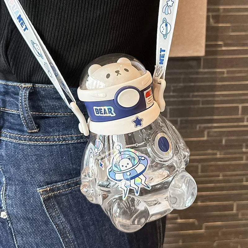 Children's Water Cup for School Cute Summer Kindergarten Straw Cup Boy Primary School Drop-proof Plastic Kettle with Straw