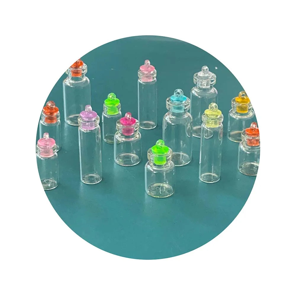 100 Pcs Mini Empty Clear Glass Bottles Wish Bottles DIY Pendant Charms Dangles for Earring Necklaces Keychain Jewelry Making DIY