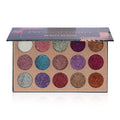 Gorgeous 15-Color High Pigmented Pressed Glitter Kit Pro Makeup Eyeshadow Palette with Shimmer Finish Powder Form