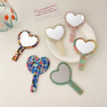 New Arrival Vanity  Heart Hand Held Mirror Acetate Pocket Mirror Beauty Makeup Mirror for Girls Present Gift
