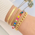 New Bohemia Colorful Gold Beads Chain Bracelets Set for Women Fashion Jewelry Gifts Irregular Pearl Geometric Bracelet