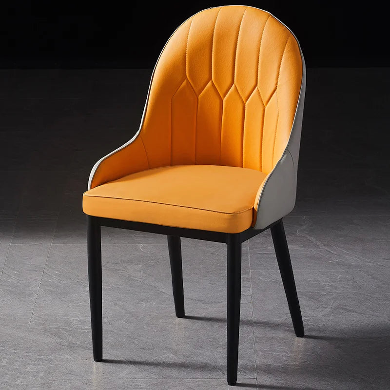 Fashion Simple Milk Tea Nordic Large Restaurant Tables and Chairs Furniture  Iron Gilded Legs Firm Metal Dresser Chair
