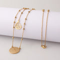 Islam Muslim Arabic Printed Medal Pendant Necklace Stainless Steel Layered 3mm Bead Rosary Necklace Islam Jewelry