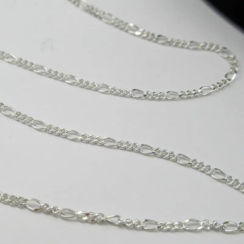 925 Sterling Silver Chain S925 3+1 Figaro Design Fashionable Jewelry Component for Necklace Making