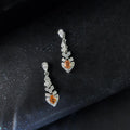 Elegant Rhodium Plated 925 Silver Jewelry Natural Mandarin Sapphire Drop Earrings for Women Anniversary Gift Daily Wear