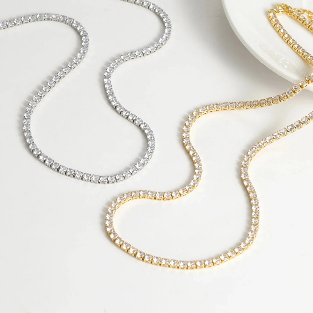 QIUHAN OEM Lab-grown Diamonds S925 Sterling Silver Hip Hop Tennis Zirconia Chain Necklace