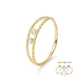 Real Solid Gold 14K 18K Diamond Bezel Twisted Engagement Ring Double Twisted Ring with Lab Grown Diamonds
