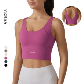 Women's Fitness Clothing Deep V Beautiful Back Design Crop Top Soft Wide Shoulder Straps Women Gym Workout Sports Bra Yoga Bra