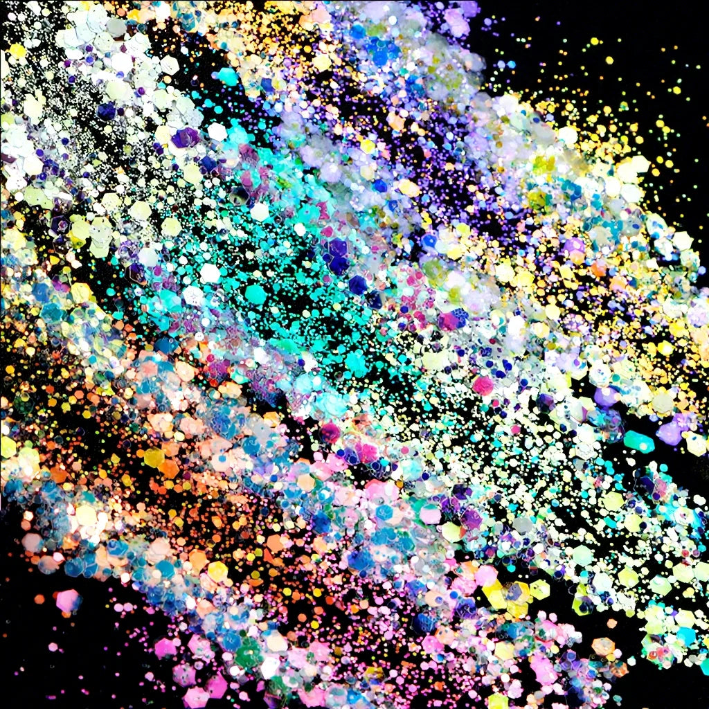 Free Samples Opal Iridescent Chunky Glitter Mix Crystal White Colors 1kg for Crafts Face Nail Art MegaBDM