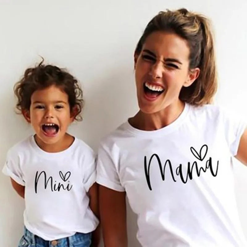 Mommy and Me Outfits Mama Mini Print Family Matching T Shirts